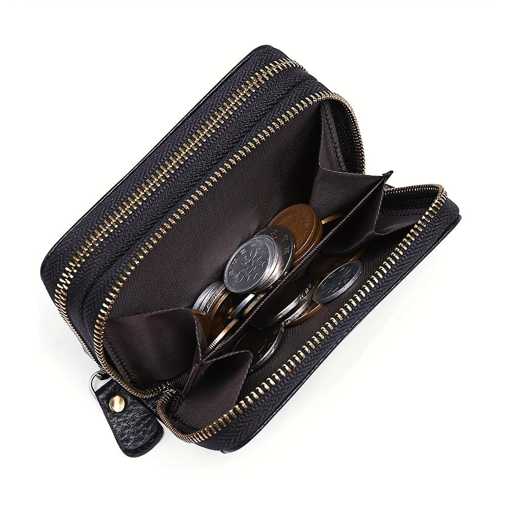 1pc Ciephia Women's RFID Blocking Wallet - Slim Top-Grain Cowhide Credit Card Holder with Zipper Closure, Multiple Card Slots & Coin Pocket, Compact Black Genuine Leather Purse for Women, Gift for Her, Sleek Women's Accessory