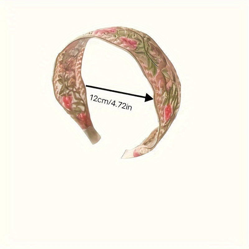 Elegant Boho Embroidered Floral Headband Set - Wide, Vintage-Inspired Hairbands for Women