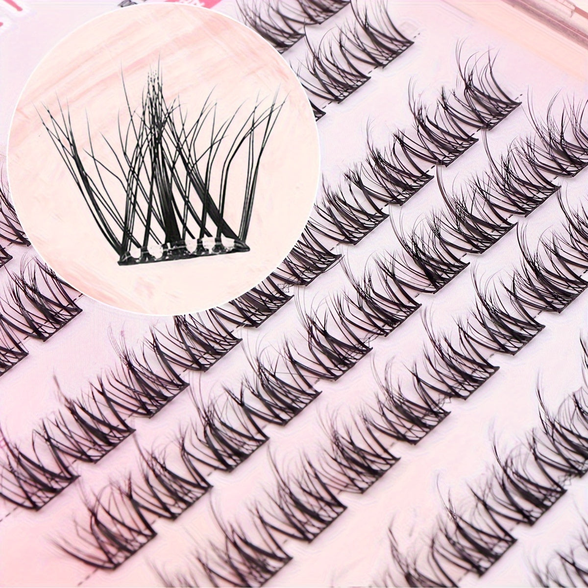 80 Clusters of 5D Faux Mink Eyelash Clusters Self-Adhesive with No Need for Glue The False Eyelashes Present a Fluffy and Messy Look Being Easy to Apply and Reusable