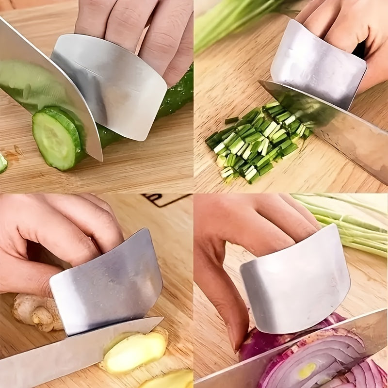 1pc Stainless Steel Finger Guard for Safe Slicing - Reusable Food-Safe Kitchen Cutting Protector, Durable Ergonomic Design for Onions, Carrots & Vegetables, Prevents Accidental Cuts, Manual Use