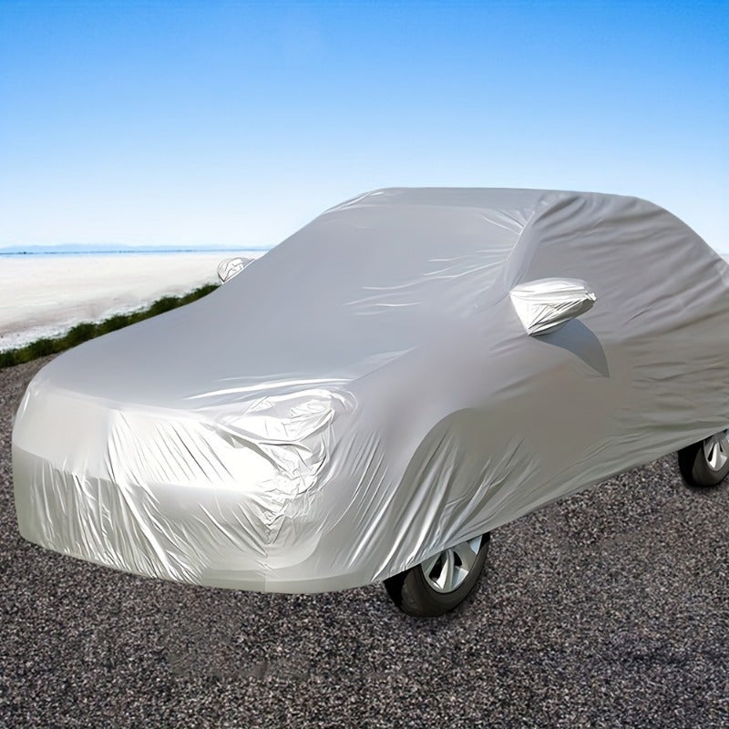 Universal Car Cover - Waterproof, Sun Protection, Heat Insulation, All-weather Protection, Durable Outdoor Silvery Cover