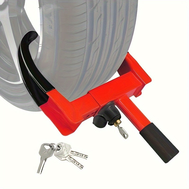 Adjustable Wheel Lock with 3 Keys, Heavy-Duty Steel Security Tire Shoe Lock for ATV, RV, SUV, Car, Golf Cart, Boat, Motorcycle - Anti-Theft Trailer Safety Accessory