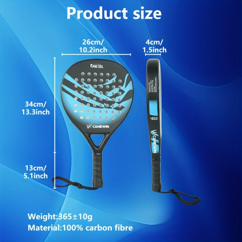 1set, Carbon Fiber Padel Tennis Racket, 2 Tennis Balls, 2 Racket Overgrips And 1 Storage Bag, Outdoor Sports Training Equipment