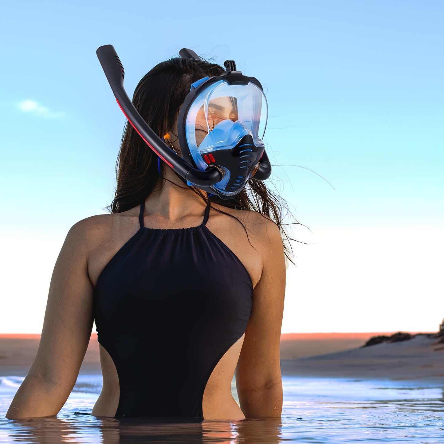 BOKEFA Adult Snorkel Mask & Fins Set - Adjustable Full Face, 180° Panoramic View, Anti-Fog, Leakproof Design with Enhanced Airflow & GoPro Mount, Comfortable Polycarbonate Gear for Men & Women, Snorkeling Gear for Adults