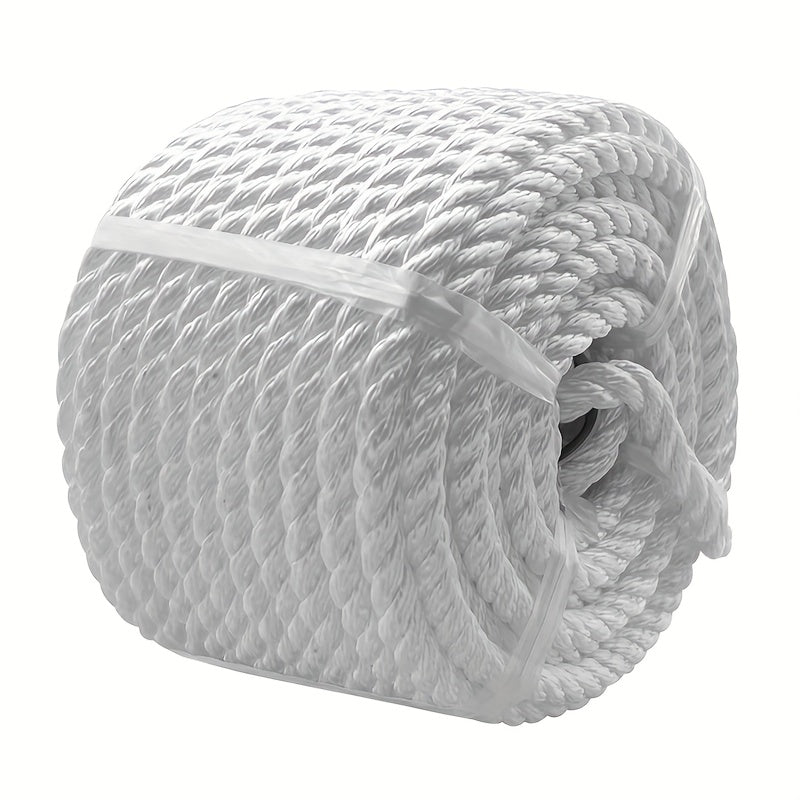 White Polypropylene Dock Line 22.86meter with Thimble - UV Resistant & Floatable Anchor Rope for Boats - Single Pack