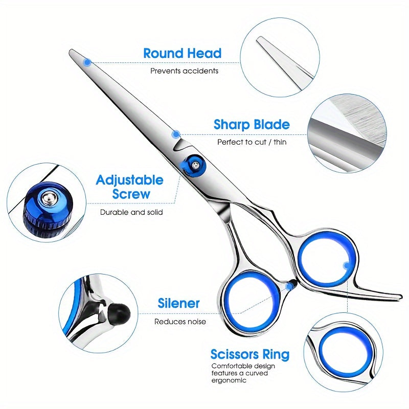 2pcs/set Hair Styling Tools Kit Stainless Steel Hair Cutting Scissor Hair Thinning Scissor Hair Trimming Tools Professional Hair Shears For Barber Salon Home Uses