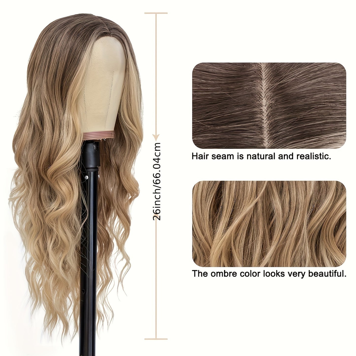 Women's Elegant Loose Wave Wig - Tang Long Fiber, 130% Density, Comfortable Rose Net Cap, Naturalistic Look & Feel, Versatile Styling Options