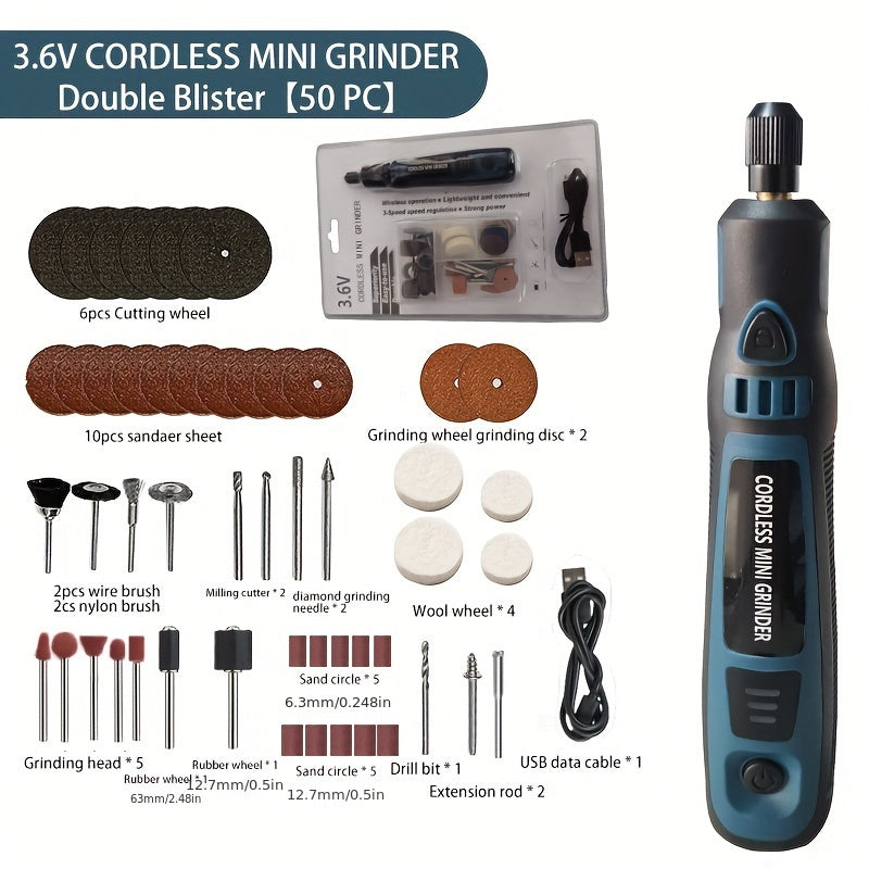 1 Set DIY Small Electric Grinder, Household Hand-held Electric Engraving Tool For Jade Engraving, Polishing Tool, USB Rechargeable Electric Grinder Set, Electric Grinder, Mini Small Electric Grinder Pen, Power Tool