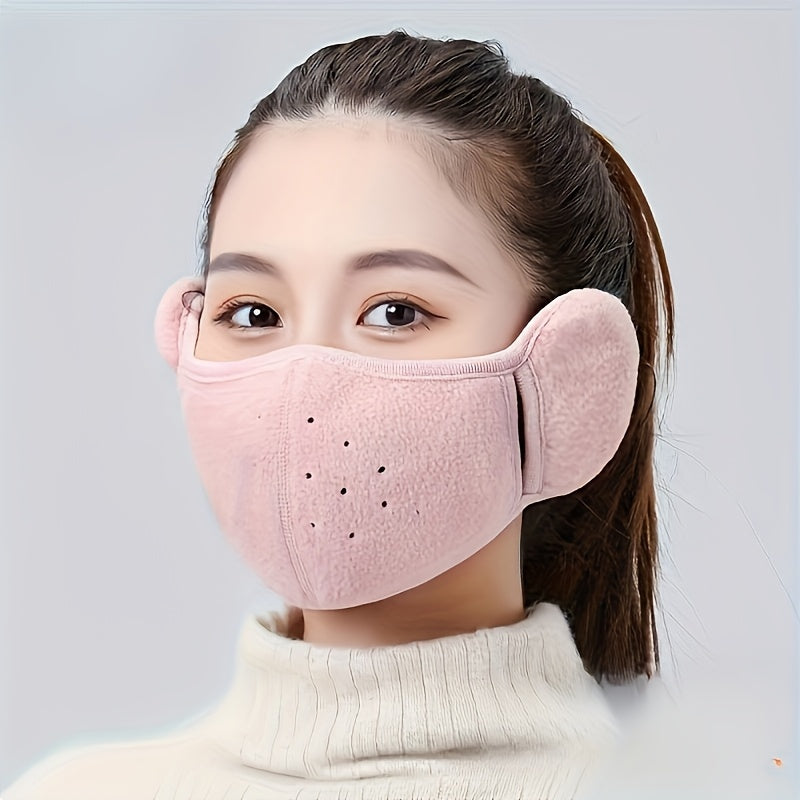 1pc Winter Warm Mask Earmuffs Solid Color Neutral Cold Mask Outdoor Cycling Hiking Ski Mask Ear Warmer For Women Men