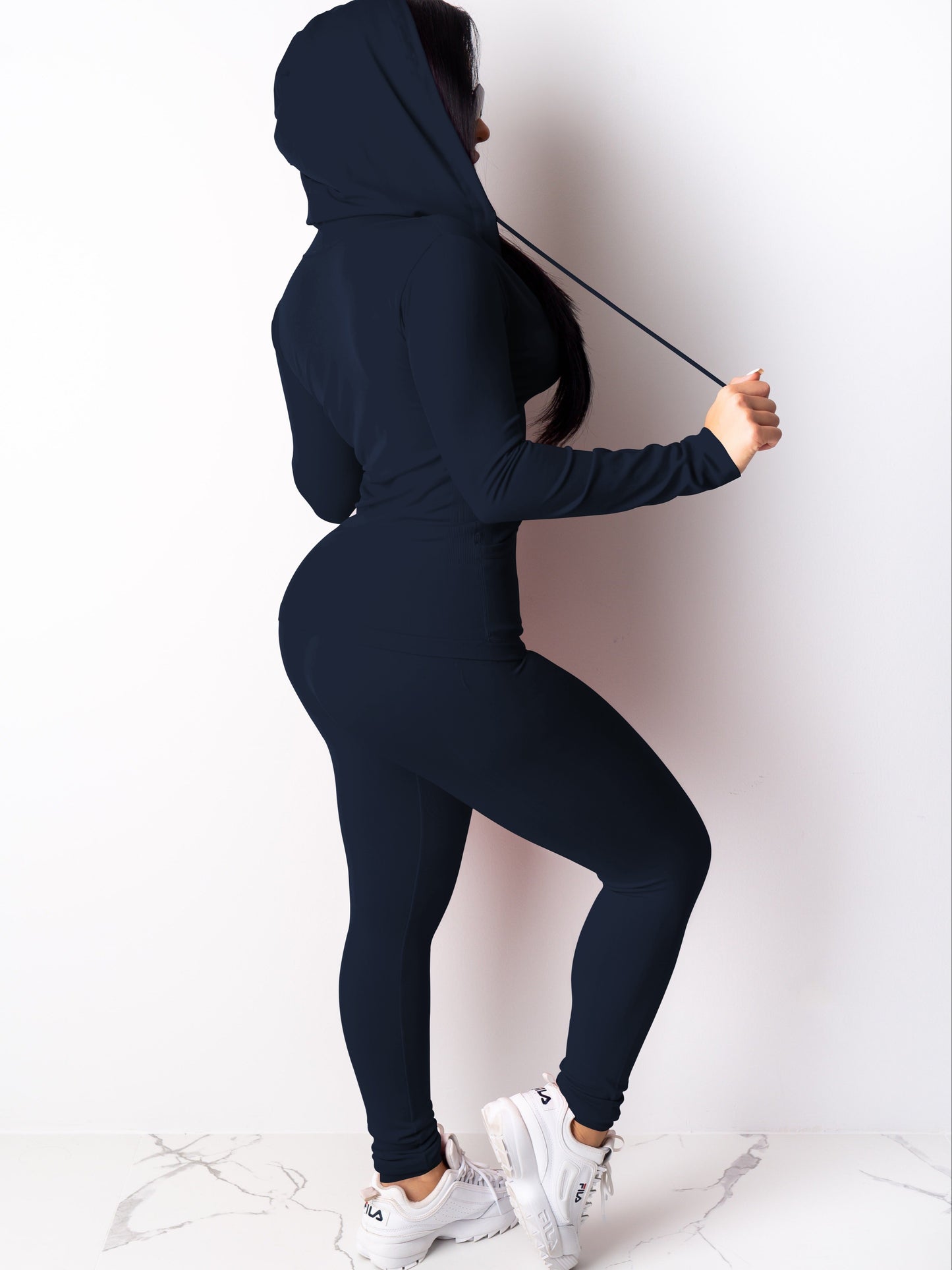 Women Two Piece Outfits Workout Sets Bodycon Tracksuit Long Sleeve Zip Up Hoodie Jacket Jogger Matching Sweat Pants Set