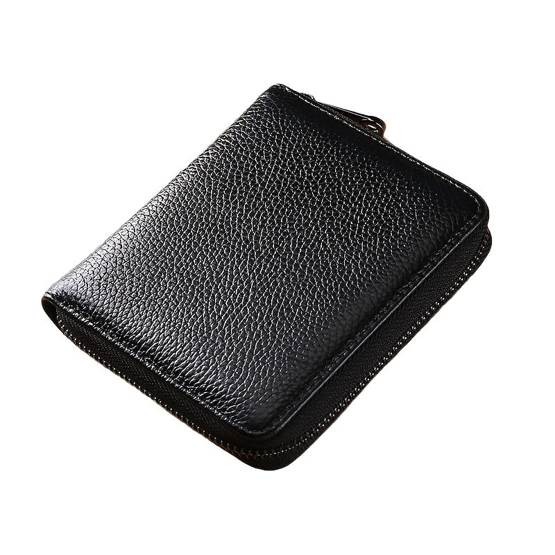 1pc, Stylish Large Capacity Multi-Slot Card Holder – Unisex Synthetic Leather Wallet with Detachable ID Window, Anti-Theft Zipper Closure, Compact Design in Black, Blue, Pink, Purple & More, Perfect Gift for Professionals,