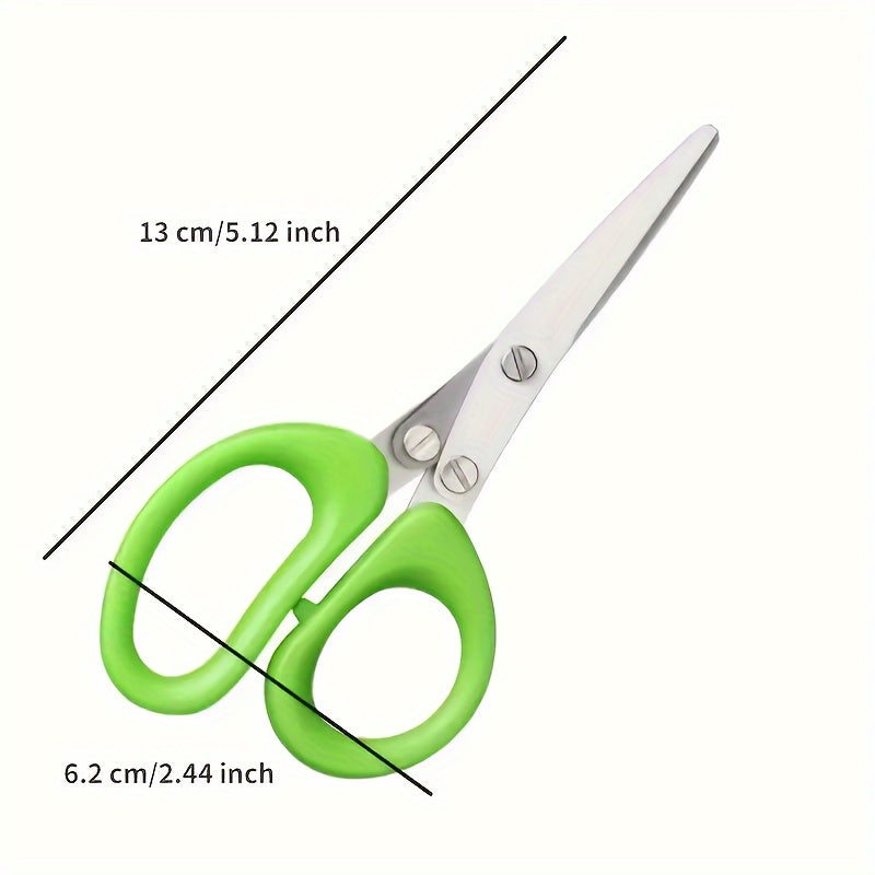 1/2pcs 5-Layered Stainless Steel Kitchen Scissors - Versatile Onion & Herb Shredder for BBQ & Indoor Use - Durable, Safe with Protective Cover & Built-in Cleaner