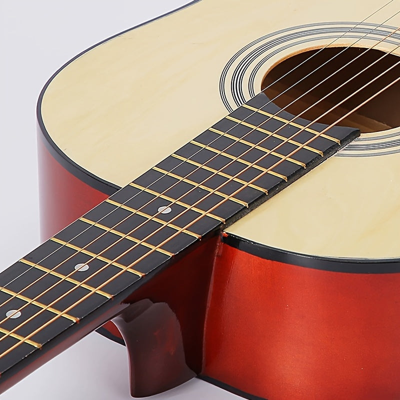 38-Inch Acoustic Classical Guitar Set with Polished Finish - Ideal for Beginners, Includes Case, Strap, Tuning Clip, Cleaning Cloth, Strings & Picks - Available in Orange/Black