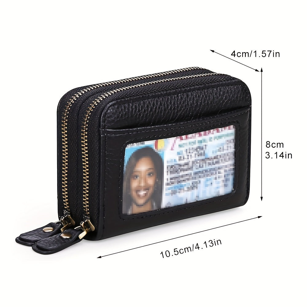 1pc Ciephia Women's RFID Blocking Wallet - Slim Top-Grain Cowhide Credit Card Holder with Zipper Closure, Multiple Card Slots & Coin Pocket, Compact Black Genuine Leather Purse for Women, Gift for Her, Sleek Women's Accessory