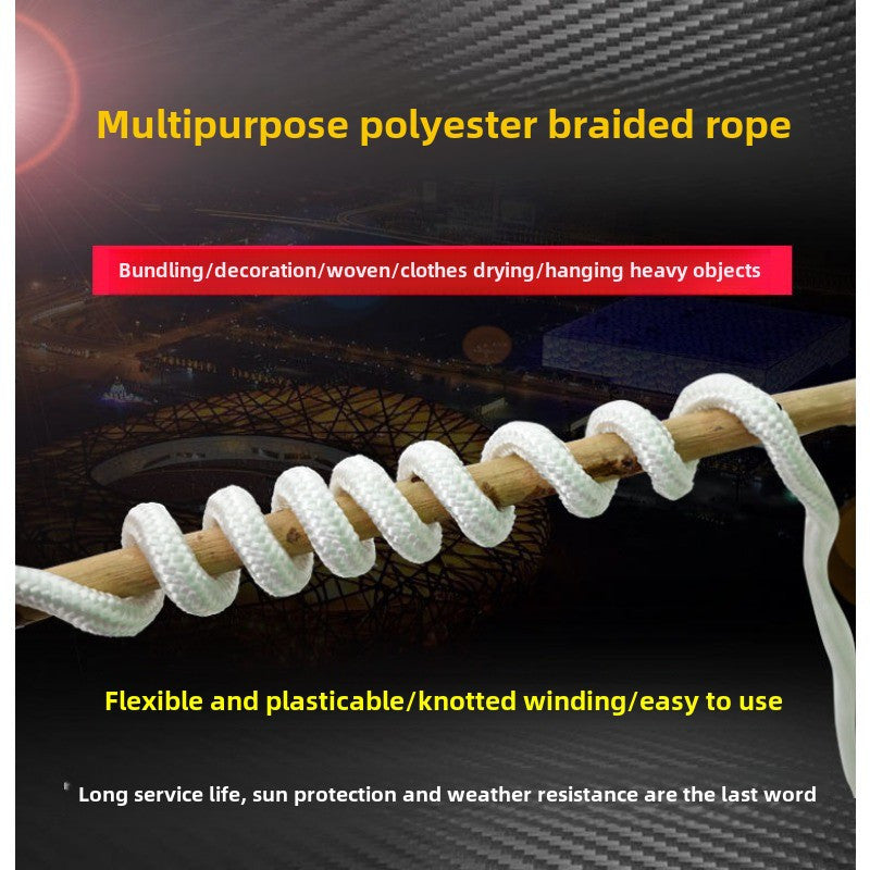1pc Nylon Rope - Strong and Wear-Resistant Braided Rope in White Core, Available in Various Sizes (30m/50m/100m), Ideal for Bundling, Truck Pulling, Tarpaulin, Tent, Fishing Boat, Net, Salvage Use, Durable Material for Outdoo