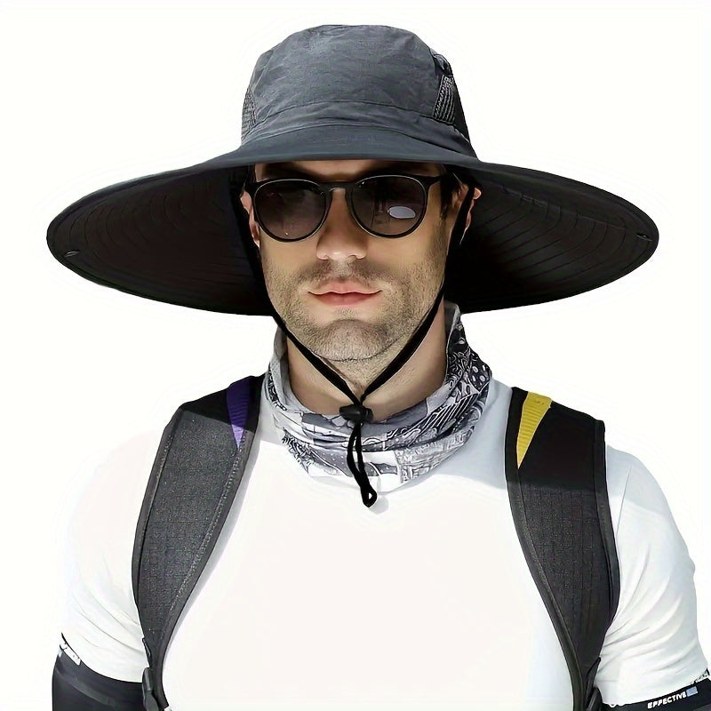 Men's UV-Protective Fisherman Hat, Solid Color Sunshade Cap for Fishing and Mountaineering