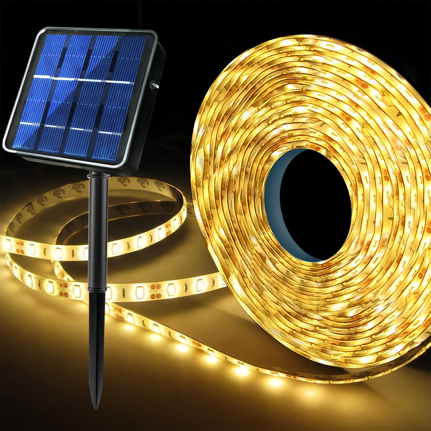 UXSIO 5.0meter Solar Strip Lights with Remote - Waterproof, 300 LEDs, Auto ON/Off, 8 Lighting Modes for Outdoor Decor - Perfect for Christmas, Gazebo, Pool, Porch & More
