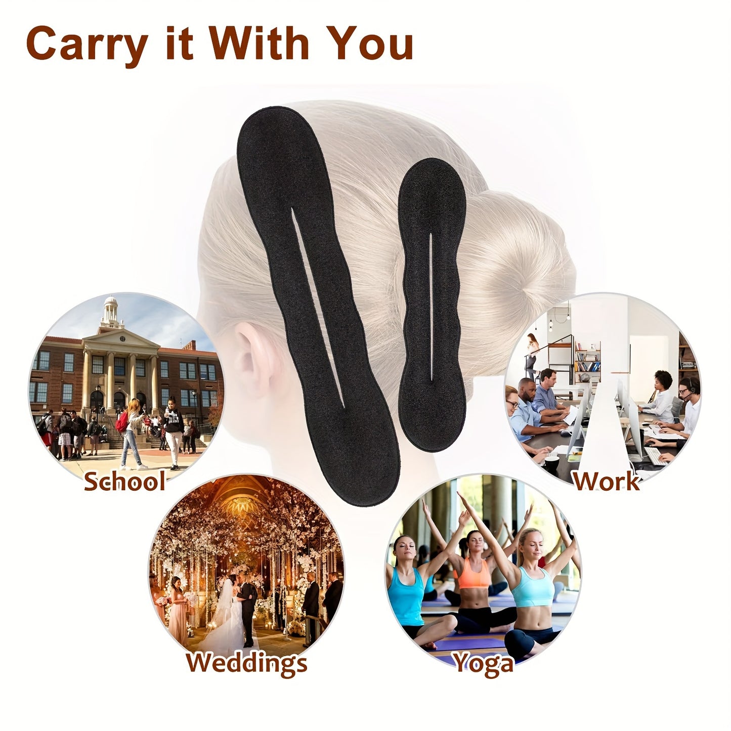 4pcs Black Magic Hair Bun Maker, Foam Sponge Bun Twist Shaper, DIY Hair Donuts Chignon, Hair Disk Ponytail Bun Maker