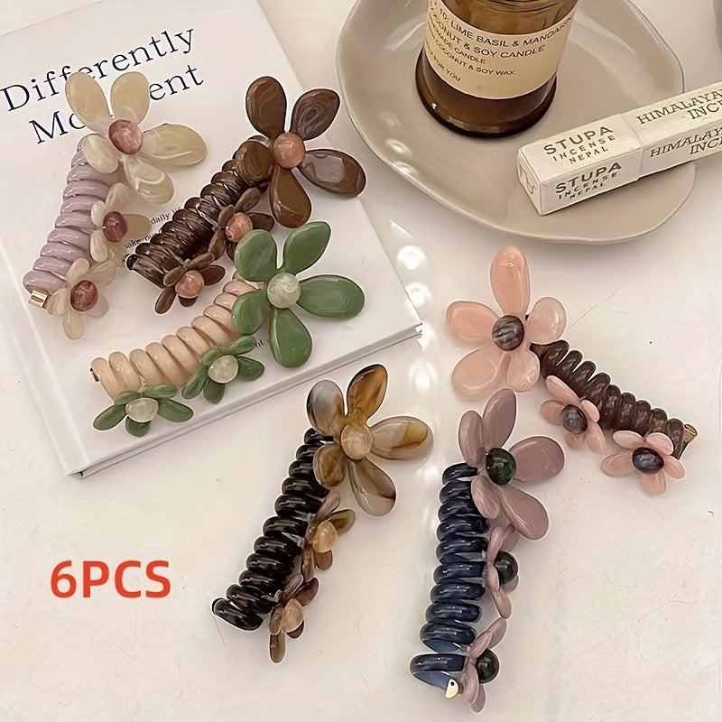 Floral Bubble Braided Hair Ties Set For Women, Elegant Cute Chic Spiral Elastic Hair Ties, Quick & Easy To Use, Perfect For Birthday Holiday Party Favor Daily Wear, Christmas Gifts For Her