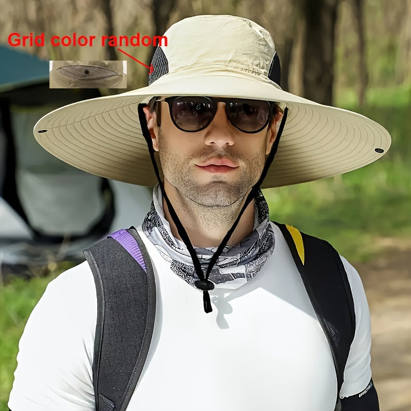 Men's UV-Protective Fisherman Hat, Solid Color Sunshade Cap for Fishing and Mountaineering