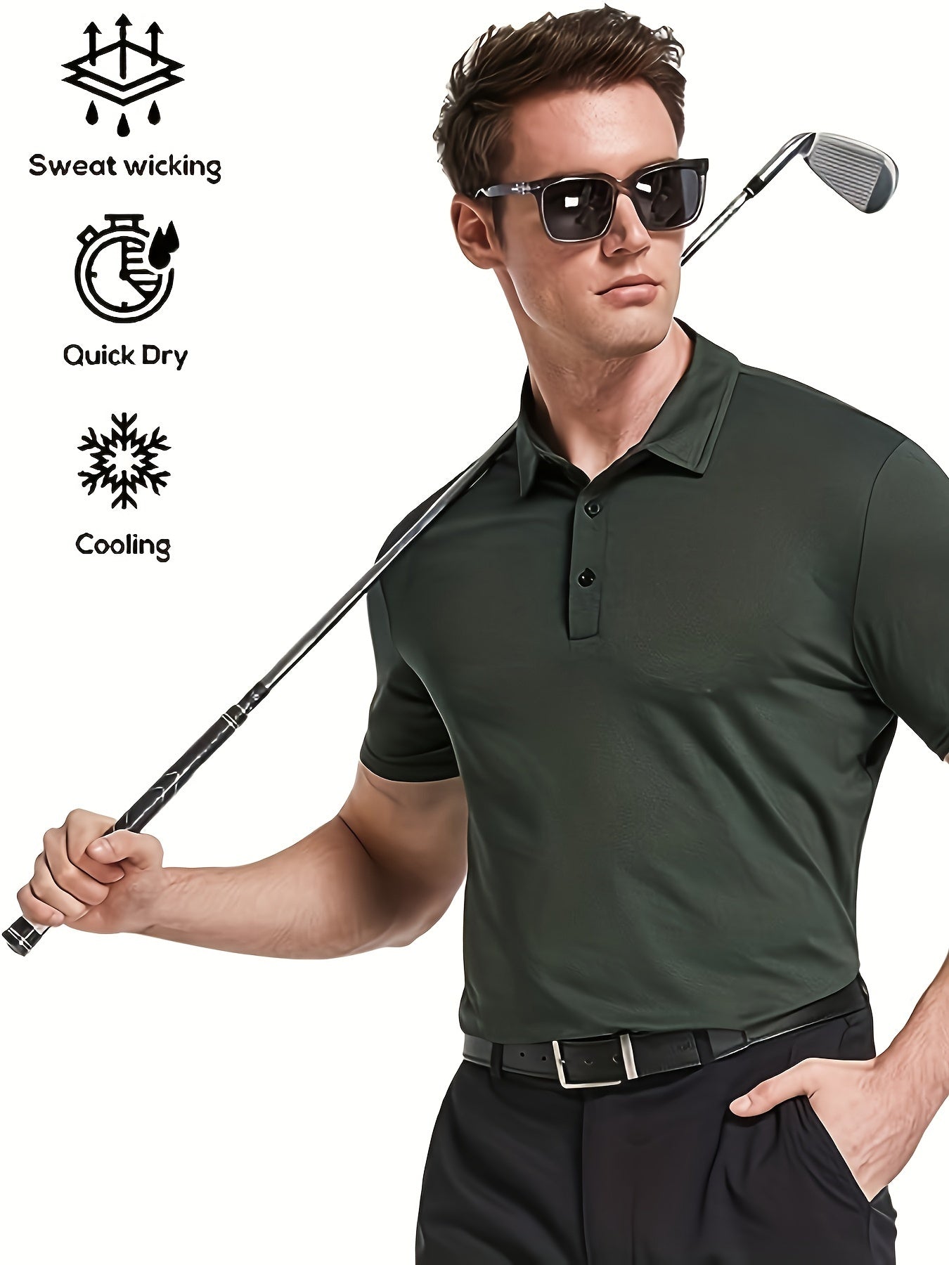 5 Pack Mens Polo Shirts Quick Dry Short Sleeve Golf T Shirt Performance Moisture Wicking Casual Workout
