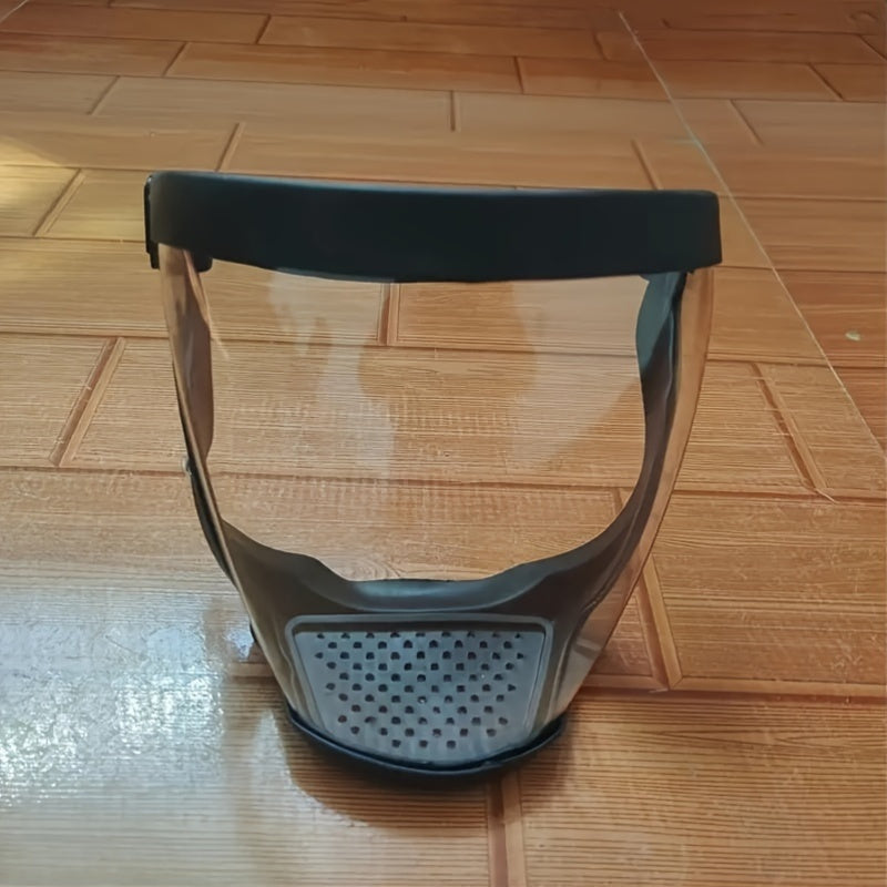 1pc Durable Full Face Shield Mask - Transparent Plastic Protective Gear with Secure Closure for Kitchen, Decoration, Industry & Work Use