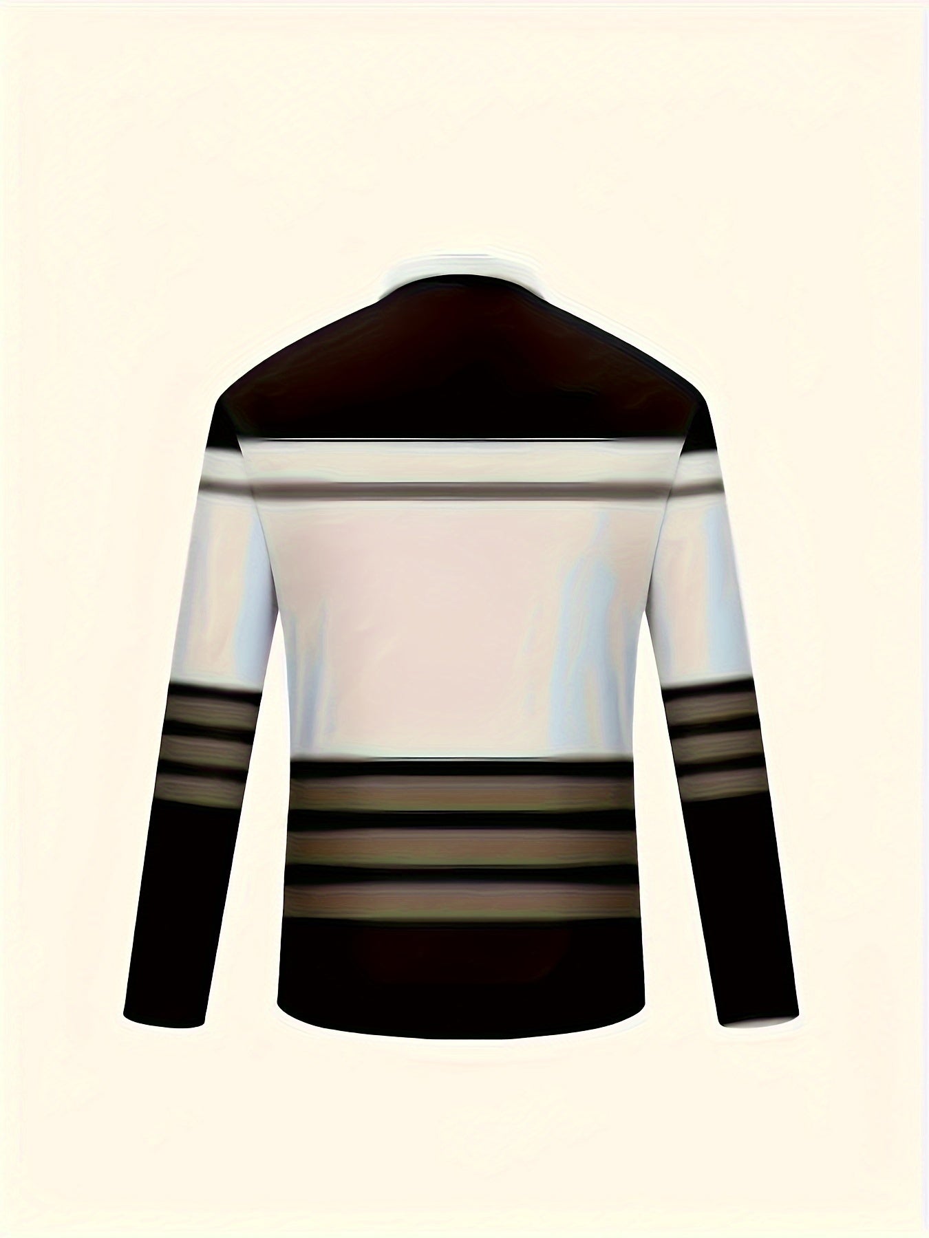 Men's Long Sleeved Zipper Collar Shirt Striped Fashion Spring And Autumn Polo Shirt Collar