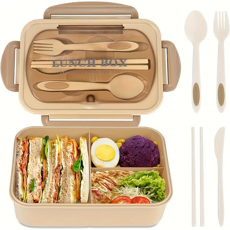 40.58oz Leak-Proof Bento Box with Cutlery - BPA-Free, Microwave Safe, 3 Compartments, Green Silicone Lunch Container for School, Work & Outdoor Meals, Outdoor Meal Box | Compartmentalized Lunchbox | Secure Locking Lid