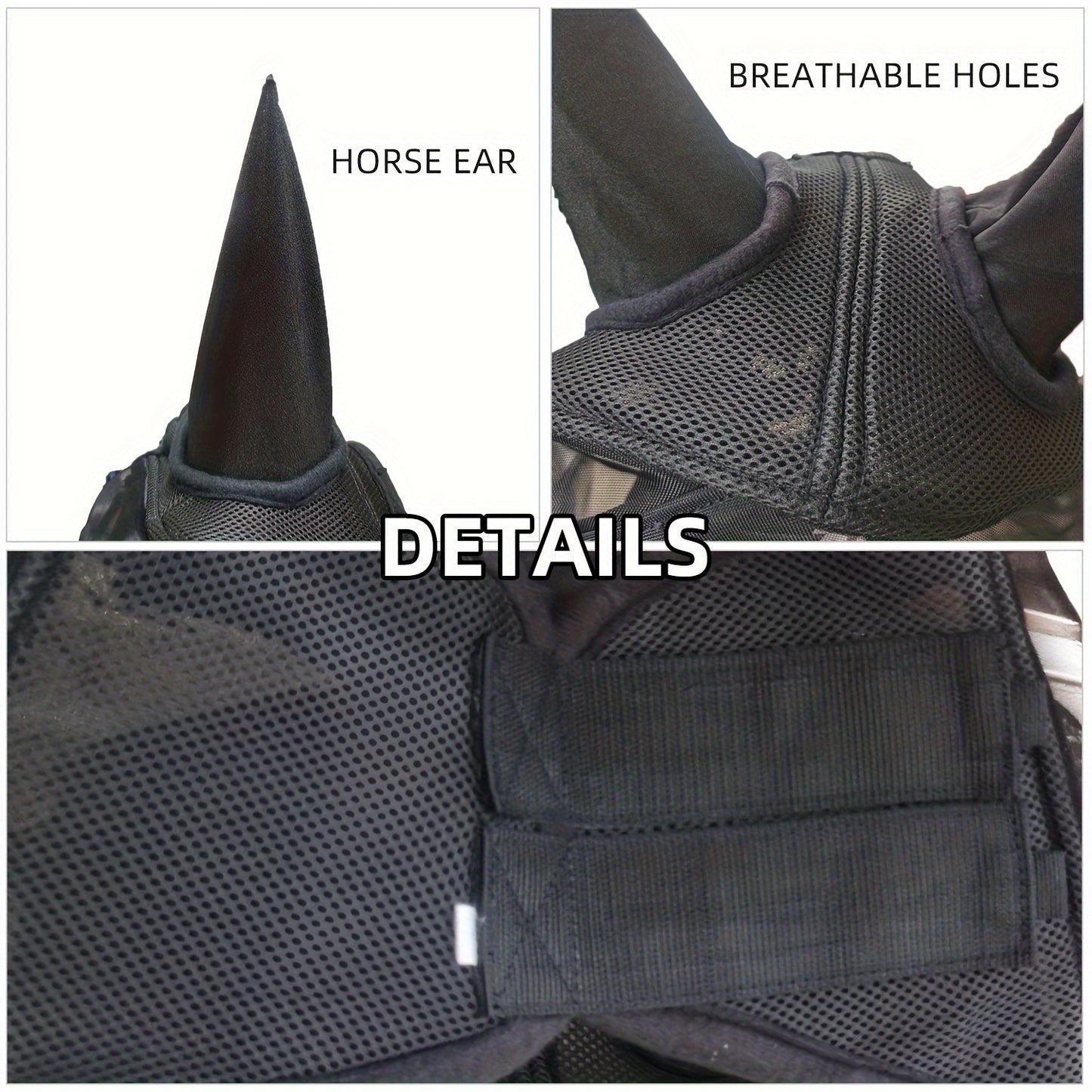 1pc Anti-mosquito Horse Head Cover Face Mask With Breathable Fabric, Insect-proof Anti-mosquito Sunshade Horse Supplies