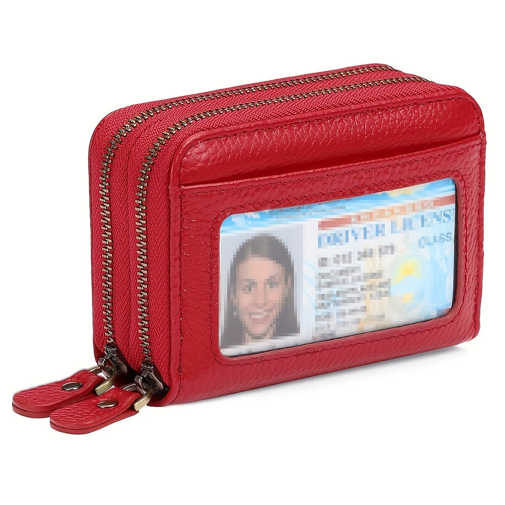 1pc Ciephia Women's RFID Blocking Wallet - Slim Top-Grain Cowhide Credit Card Holder with Zipper Closure, Multiple Card Slots & Coin Pocket, Compact Black Genuine Leather Purse for Women, Gift for Her, Sleek Women's Accessory