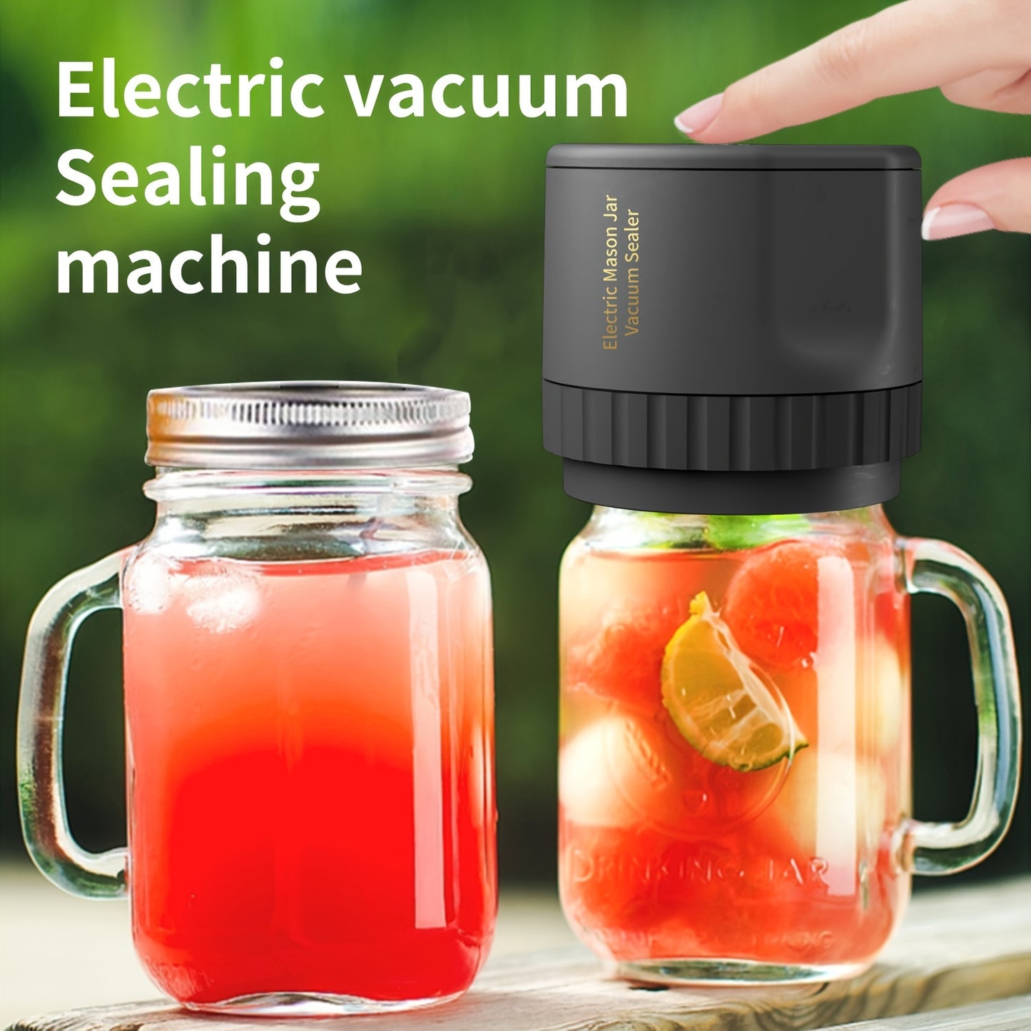 1pc, Electric Mason Jar Vacuum Sealer, Automatic Vacuum Pump With One-Touch Operation, Leak-Proof Seal For Regular And Wide-Mouth Canning Jar, Portable Food Saver For Freezer Dried Food Storage, Kitchen Tools
