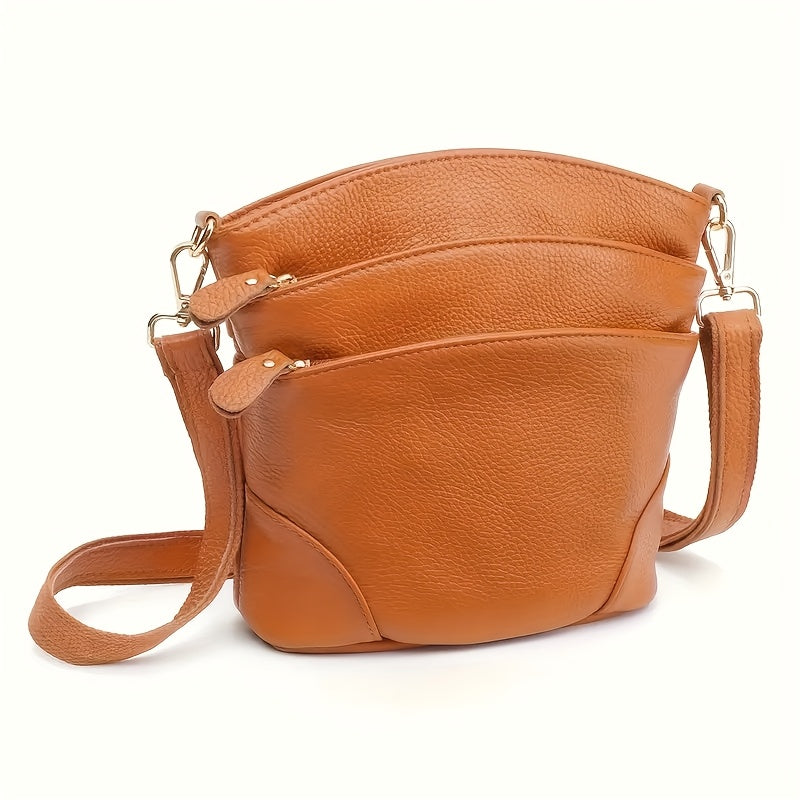 Men And Women Premium Genuine Cowhide Leather Crossbody Bag - Luxurious, Versatile, And Spacious With Ample Storage - Handbag Purse Cross Body Organizer Smart Phone Pockets