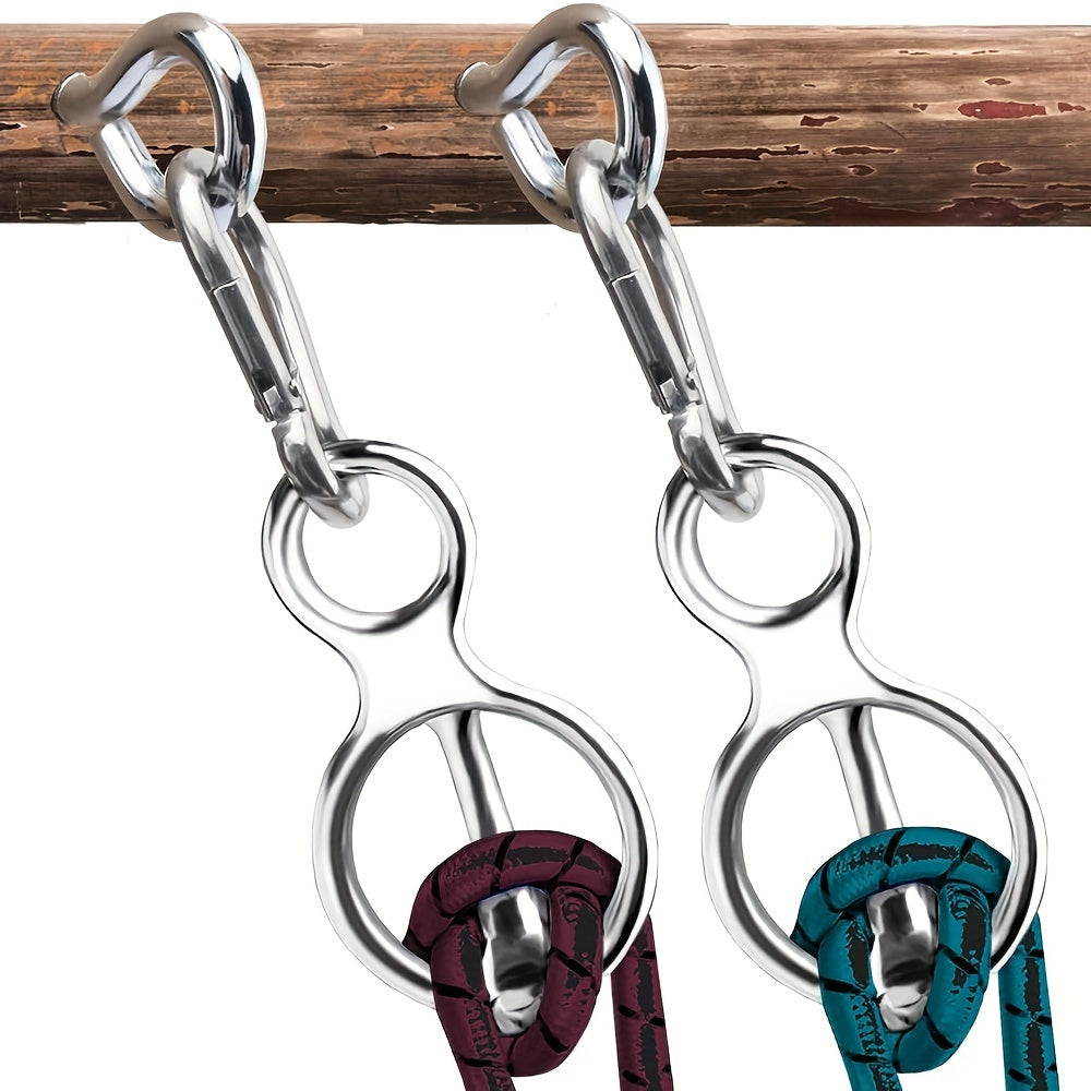 3pcs Stainless Steel Horse Gear Set - Durable Collar Strap with Quick Snap Fasteners & Eyebolts, Multi-Use for Training & Safety