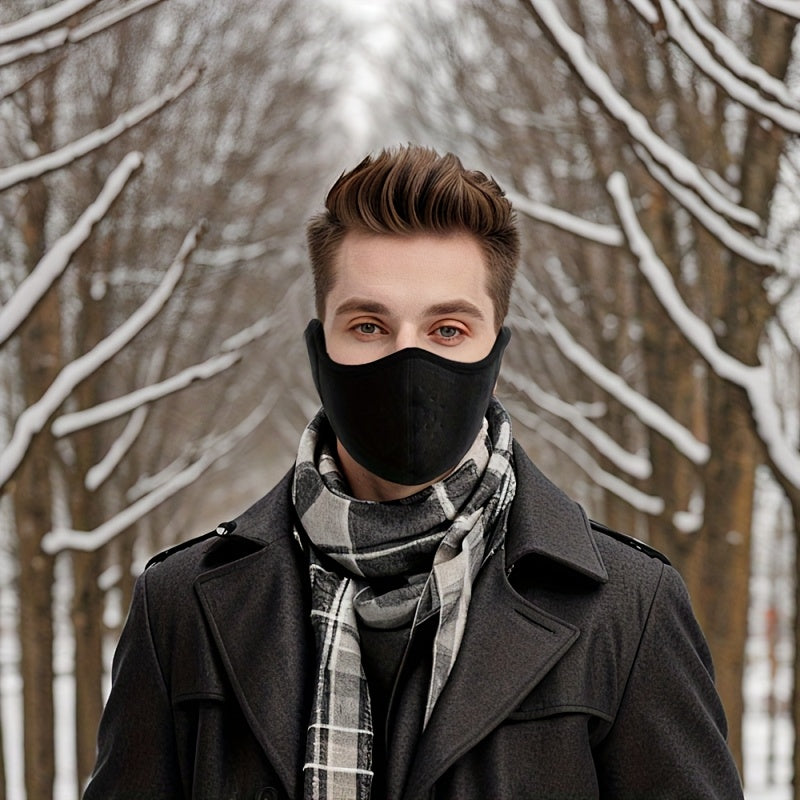 Winter Face & Ear Warmer - Windproof, Thickened for Extra Warmth, Breathable Cycling Mask in Black
