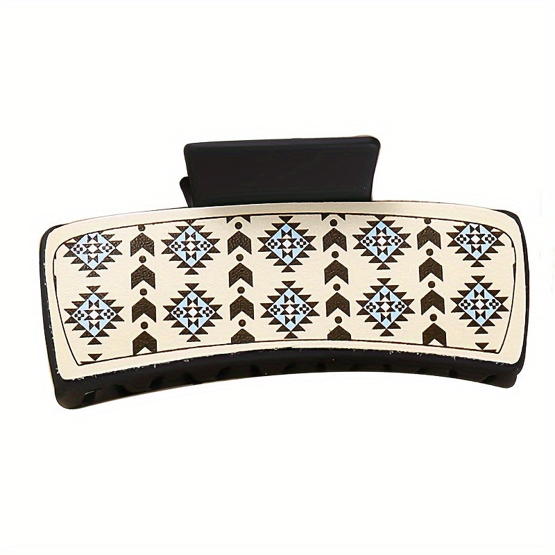 4pcs Oblong Claw Hair Clips, Western Cowboy Printed Hair Grab Clip, Elegant Minimalist Style Design for Daily Use, Trendy Fashionable Hair Accessories, Gifts for Her