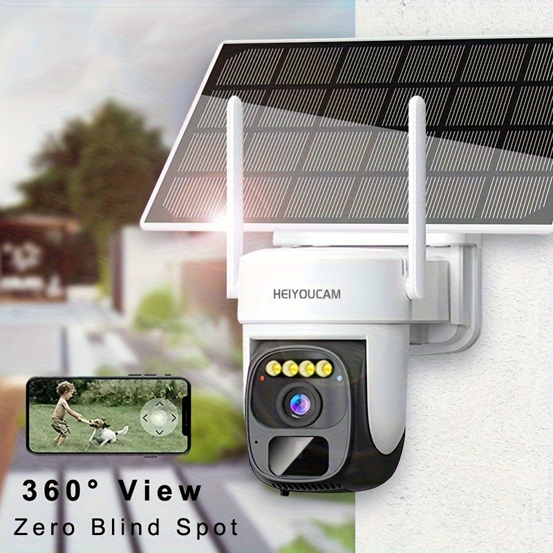 2K Pan Tilt 360° Solar-Powered Outdoor Wireless Security Camera With 3MP Color Night Vision, 2-Way Talk, Motion Detection, Perfect Gift For Birthdays, Easter, President's Day, Boys & Girlfriends
