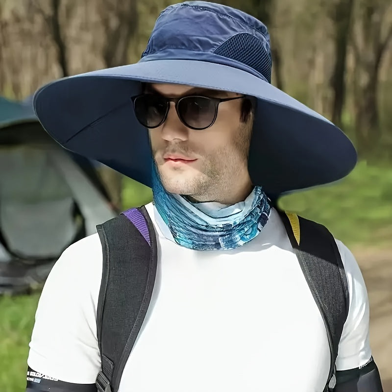 Men's UV-Protective Fisherman Hat, Solid Color Sunshade Cap for Fishing and Mountaineering