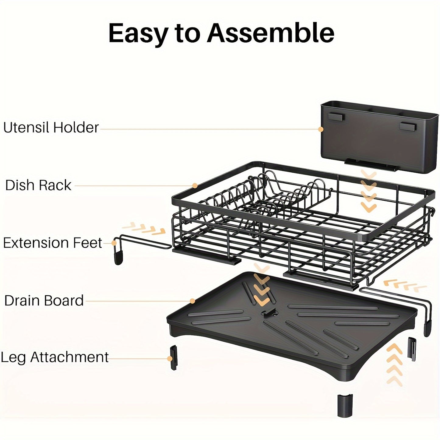 Expandable 2-in-1 Dish Drying Rack - Space-Saving, Rust-Resistant Metal Dish Drainer With Pan Slots, Utensil Holder, And Drainboard For Kitchen Counter And Sink Organization