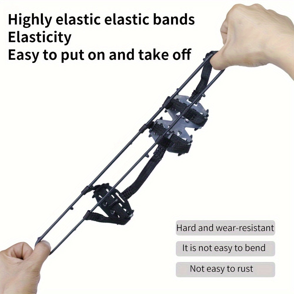 24-Tooth Stainless Steel Ice Grips - Anti-Slip Snow Claw Shoe Covers for Winter, Outdoor Hiking Crampons