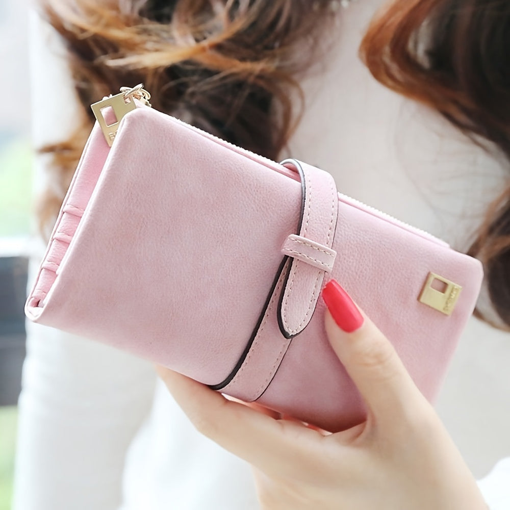 Vegan Leather Clutch Wallet - Women's Long Handbag with Photo Window, Credit Card Holder, and Organizer - Stylish, Cruelty-Free, and Spacious Accessory