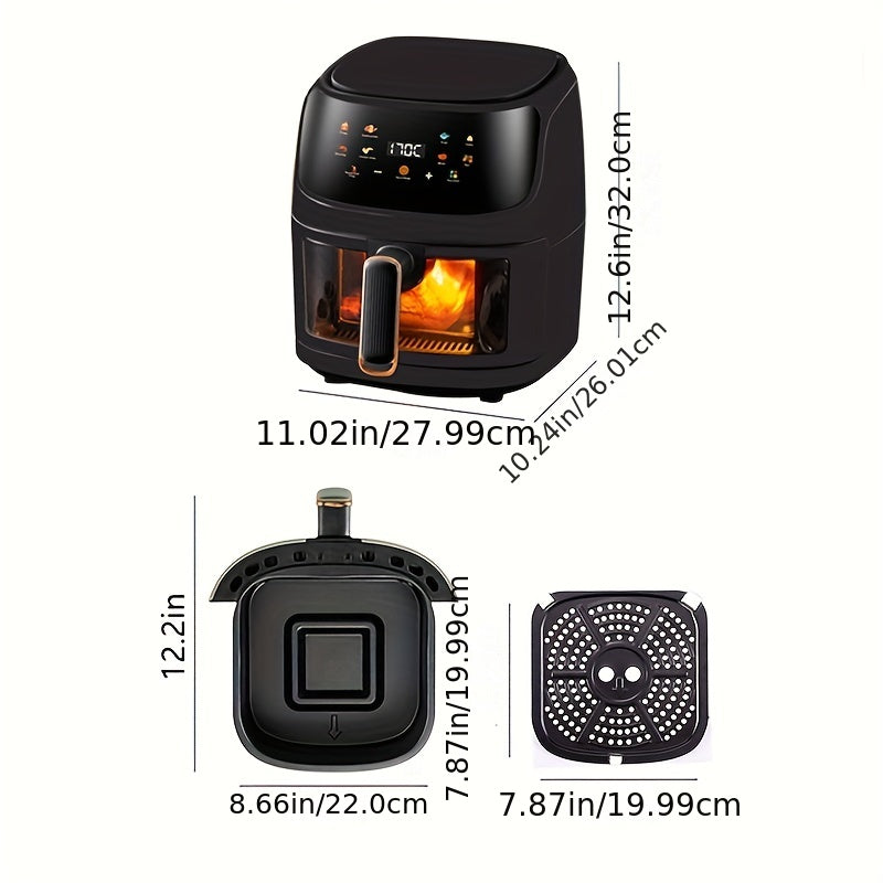 Large Capacity Australian Visual Air Fryer With Color Touch Screen - Perfect For Baked French Fries, Grilled Chicken, And Steak - Convenient For Family Use