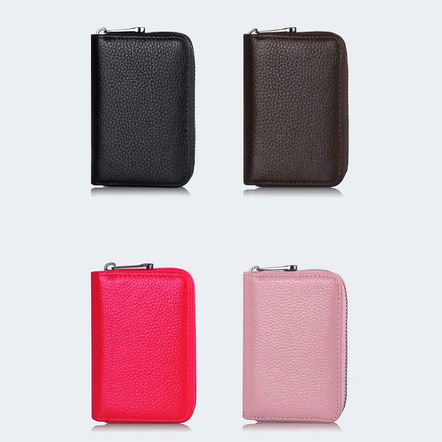 1pc, Stylish Large Capacity Multi-Slot Card Holder – Unisex Synthetic Leather Wallet with Detachable ID Window, Anti-Theft Zipper Closure, Compact Design in Black, Blue, Pink, Purple & More, Perfect Gift for Professionals,