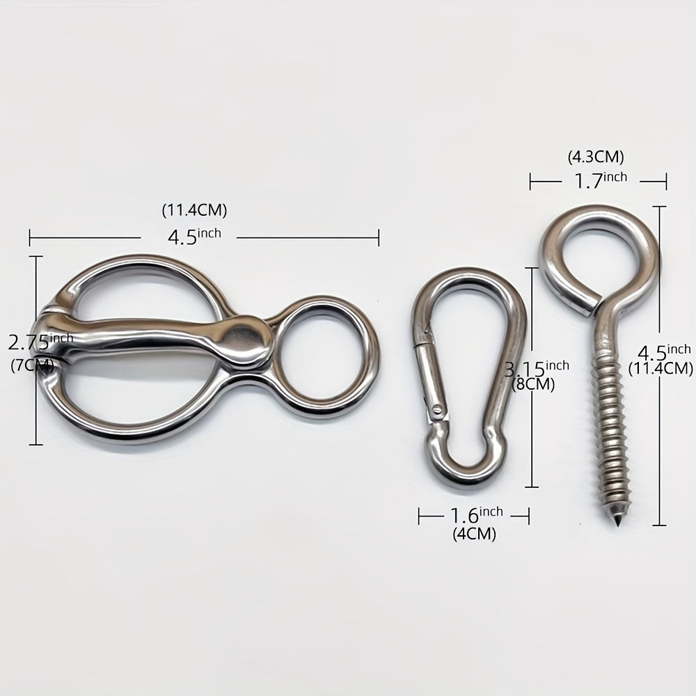 3pcs Stainless Steel Horse Gear Set - Durable Collar Strap with Quick Snap Fasteners & Eyebolts, Multi-Use for Training & Safety