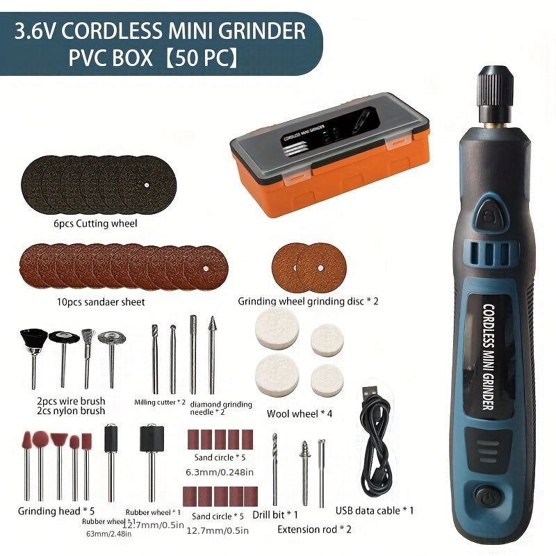 1 Set DIY Small Electric Grinder, Household Hand-held Electric Engraving Tool For Jade Engraving, Polishing Tool, USB Rechargeable Electric Grinder Set, Electric Grinder, Mini Small Electric Grinder Pen, Power Tool