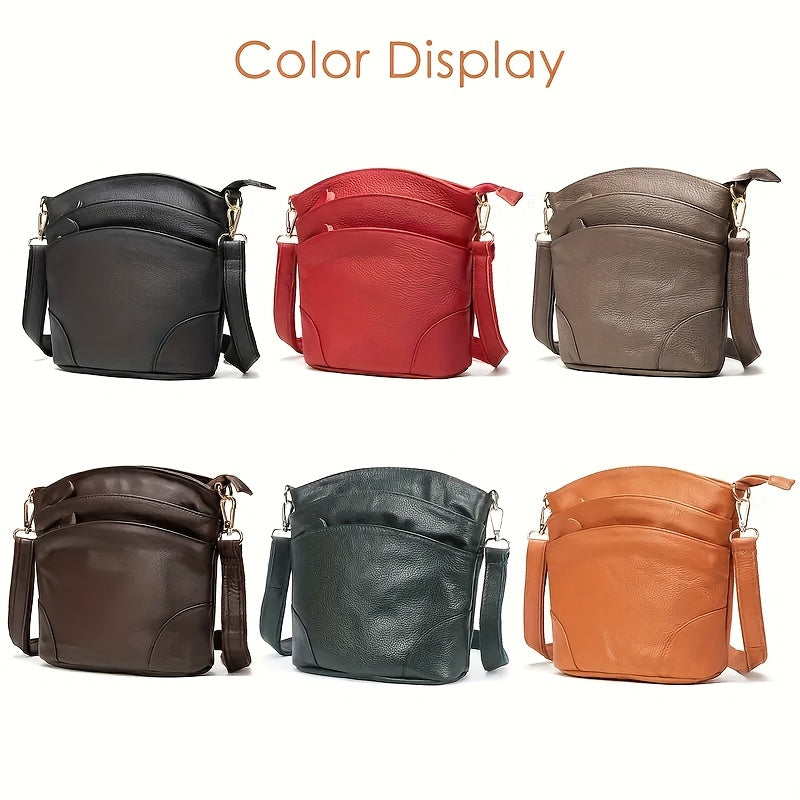 Men And Women Premium Genuine Cowhide Leather Crossbody Bag - Luxurious, Versatile, And Spacious With Ample Storage - Handbag Purse Cross Body Organizer Smart Phone Pockets