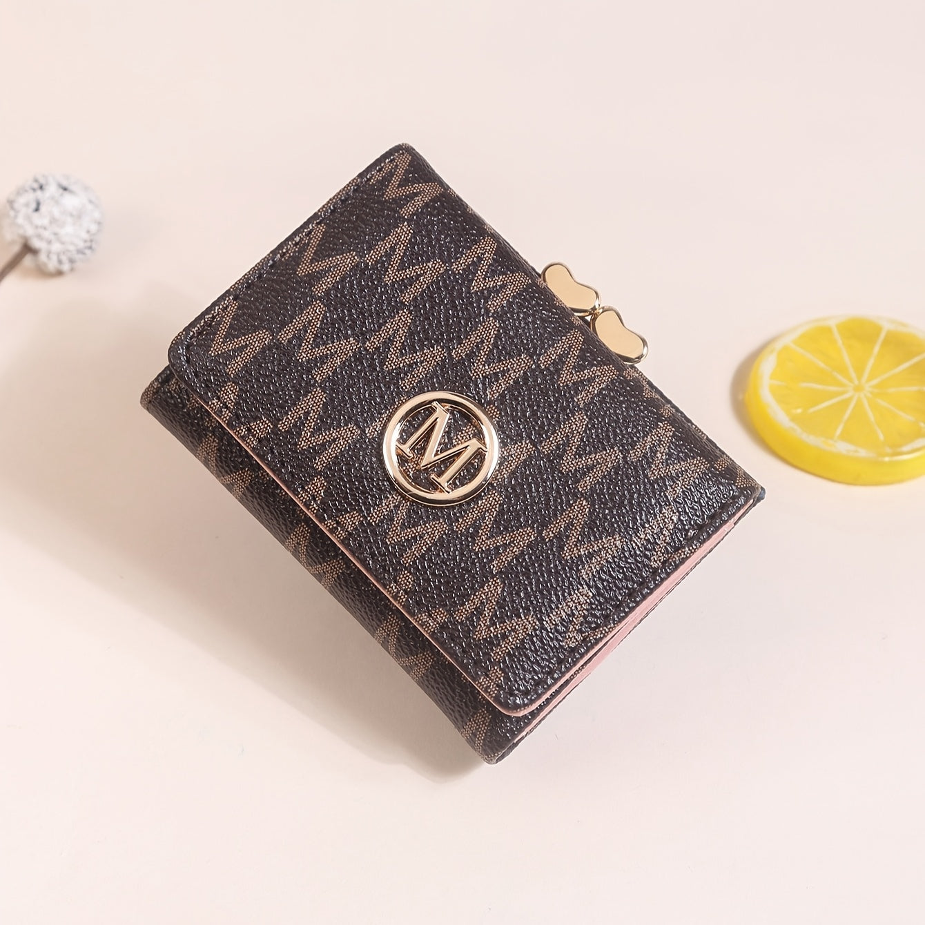 "Mother's Day Gift for Mom - Designer Monogram Tri-Fold Wallet w/ 12 Card Slots & Heart-Shaped Clasp | Vegan Faux Leather Compact Credit Card Holder, Stylish Women's Wallet (Perfect Gift for Her - Birthday, Anniversary & Moth