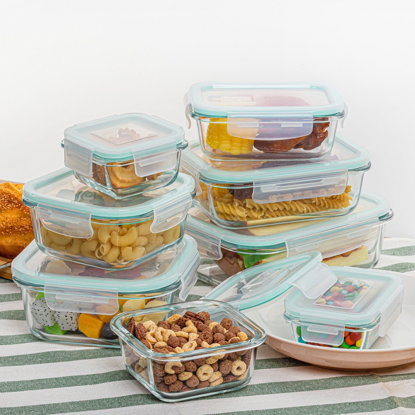 8pcs BPA-Free Glass Food Storage Containers with Leak-Proof Locking Lids – Microwave, Oven, Freezer & Dishwasher Safe – Perfect for Meal Prep, Snacks, Fruits & Veggies