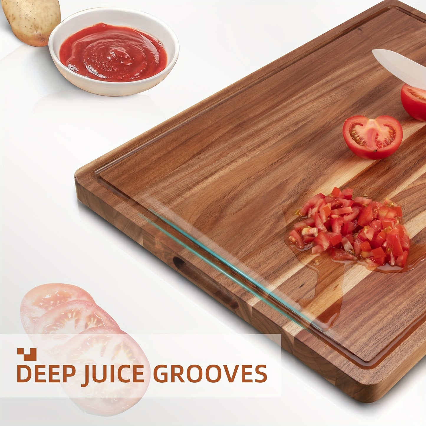 XXL Acacia Cutting Board - Extra Large Charcuterie & Cheese Serving Tray, Durable Wooden Chopping Board for Kitchen, Ideal for Food Prep, Serving Meat, Vegetables, and Cheese, Meat Chopping Board|Rustic Kitchen Accessory|Acac