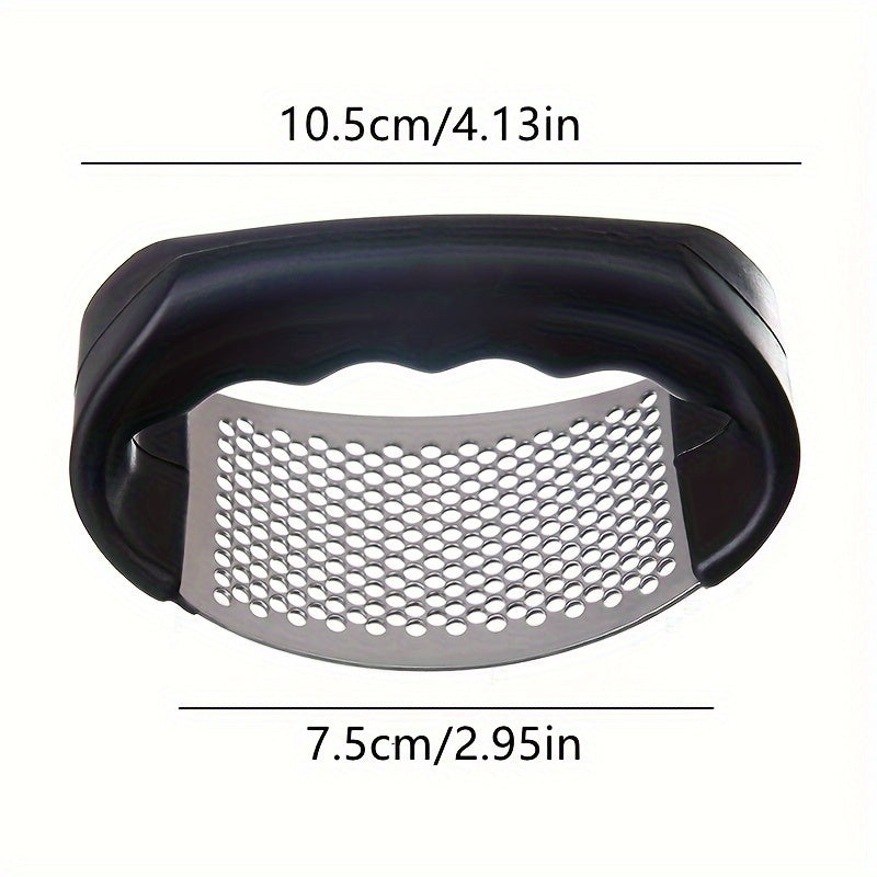 1pc Stainless Steel Garlic Press And Manual Fruit And Vegetable Masher, Easy to Use And Clean. Ideal for Chopping And Pressing Garlic, Fruits, And Vegetables. Perfect for Home Kitchens, RV Kitchens, And Restaurants.