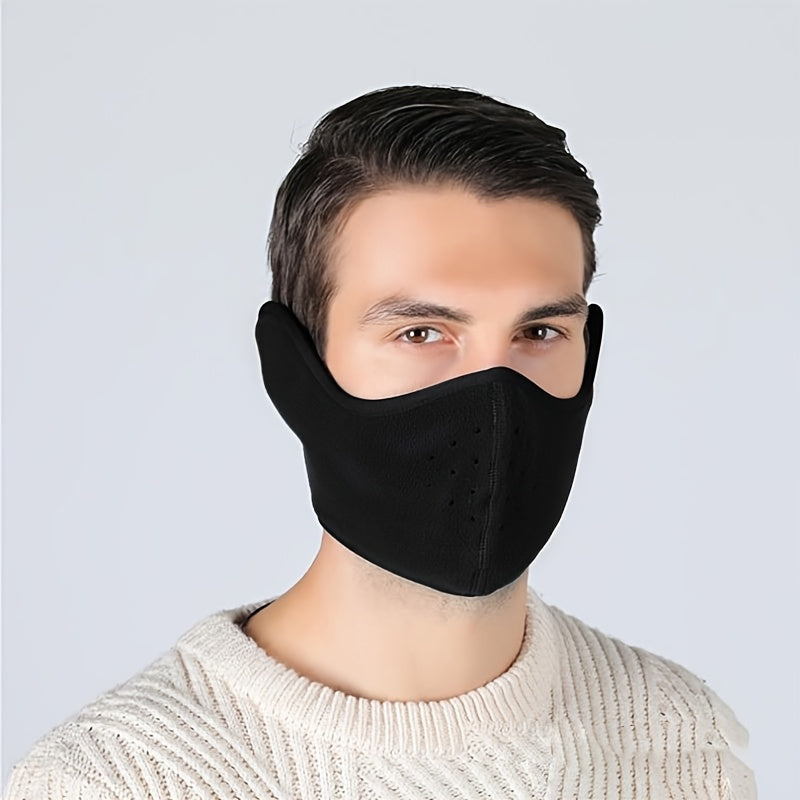 Winter Face & Ear Warmer - Windproof, Thickened for Extra Warmth, Breathable Cycling Mask in Black